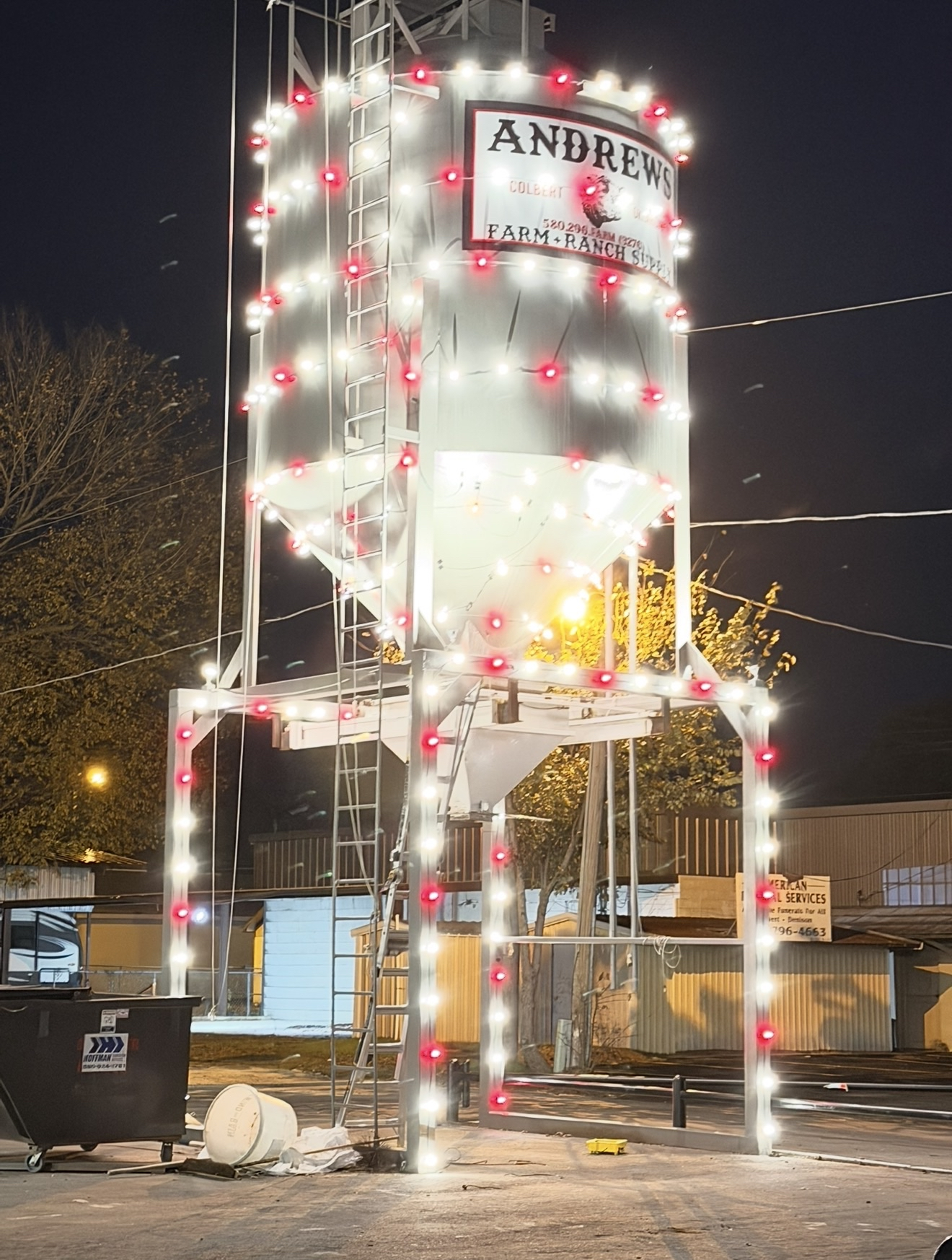 Commercial Silo Install — C9 warm white & red
